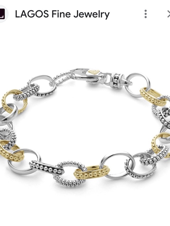LAGOS Jewelry - New Designer LAGOS caviar Two-Tone Link Bracelet in Silver & 18k Gold $3400